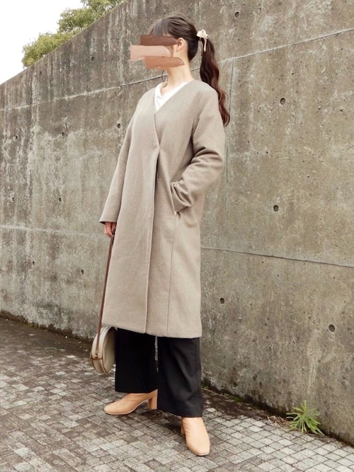 Kuru Kbfのノーカラーコートを使ったコーディネート Wear