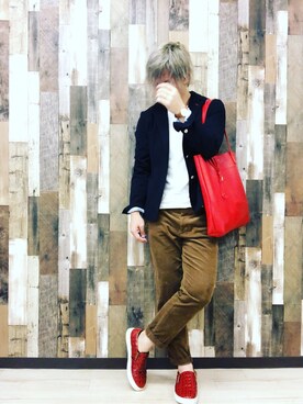 「紺ジャケット」｜「アイテム（ジャケット/アウター）」を使った、takahiroshishidoさん（メンズ・170cm）の秋コーディネート