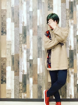 「チャイハネ（チャイハネ）のアイテム（トップス、ベージュ系）」を使った、takahiroshishidoさん（メンズ・170cm）の秋コーディネート