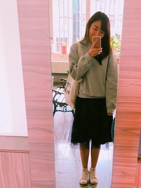 「BASEZOO （BASEZOO ）のアイテム（バッグ）」を使った、李謙さん（レディース・166cm）の冬コーディネート