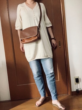 「白ニット」｜「アイテム（ビーチサンダル）」を使った、Nonomisakuさん（レディース・170cm）の春コーディネート
