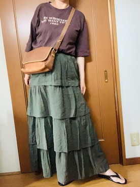 「マキシスカート」｜「アイテム（ビーチサンダル）」を使った、Nonomisakuさん（レディース・170cm）の夏コーディネート