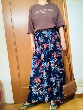 「マキシスカート」｜「アイテム（ビーチサンダル）」を使った、Nonomisakuさん（レディース・170cm）の夏コーディネート
