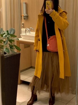 「マキシスカート」｜「アイテム（ダッフルコート）」を使った、Nonomisakuさん（レディース・171cm）の冬コーディネート
