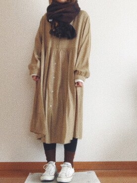 「マフラーコーデ」｜「アイテム（ワンピース/ドレス）」を使った、SHIOさん（レディース・158cm）の冬コーディネート