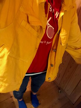 「GU（ジーユー）のアイテム（ソックス/靴下、ブルー系）」を使った、ひひひさん（レディース・153cm）の夏コーディネート