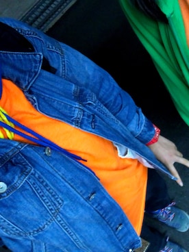 「earth music&ecology（アースミュージックアンドエコロジー）のアイテム（デニムジャケット、ブルー系）」を使った、ひひひさん（レディース・153cm）の秋コーディネート