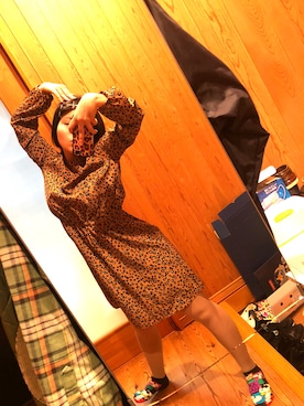 「ネットで買ったのアイテム（ワンピース/ドレス、ブラウン系）」を使った、ひひひさん（レディース・153cm）の冬コーディネート