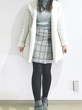 「ムートン」｜「アイテム（ブーティ）」を使った、machikoさん（レディース・162cm）の冬コーディネート