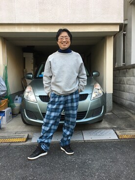「DISCUS（ディスカス）のアイテム（スウェット）」を使った、しゃちさん（メンズ・174cm）の冬コーディネート
