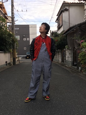 「やっぱりストリートが好き」｜「アイテム（サロペット/オーバーオール）」を使った、しゃちさん（メンズ・174cm）の秋コーディネート