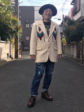 「コロナに負けない」｜「アイテム（帽子）」を使った、しゃちさん（メンズ・174cm）の春コーディネート