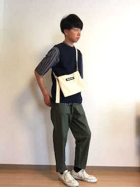 「CONVERSE TOKYO（コンバーストウキョウ）のアイテム（ショルダーバッグ）」を使った、キノピーさん（メンズ・174cm）の春コーディネート