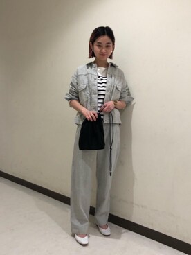 「BEAUTY&YOUTH UNITED ARROWS（ビューティーアンドユースユナイテッドアローズ）のBY∴ TRADITIONAL エコデニムワイドテーパードパンツ（デニムパンツ）」を使った、sudoemiさん（レディース・160cm）の冬コーディネート