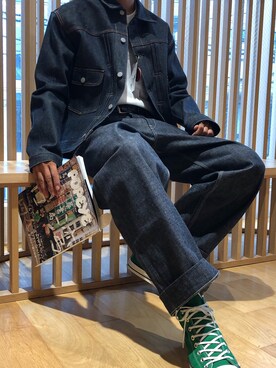 「デニムonデニム」｜「アイテム（デニムジャケット）」を使った、ittoさん（メンズ・180cm）の秋コーディネート