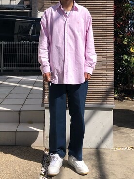 ピンク系のアイテムを使った ビックシャツ の人気ファッションコーディネート Wear