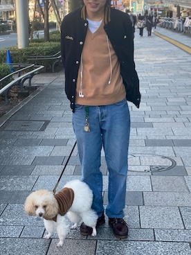 「MARITHE + FRANCOIS GIRBAUD（マリテフランソワジルボー）のアイテム（パンツ）」を使った、ittoさん（メンズ・180cm）の冬コーディネート
