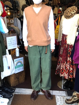 「アーミー」｜「アイテム（パンツ）」を使った、ittoさん（メンズ・180cm）の冬コーディネート