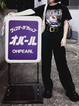 「Faith（-）のアイテム（Tシャツ/カットソー）」を使った、시さん（レディース・153cm）の夏コーディネート
