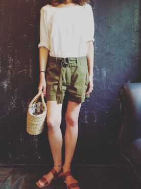 「Ungrid（アングリッド）のストラップサンダル（サンダル）」を使った、sayakaさん（レディース・162cm）の夏コーディネート