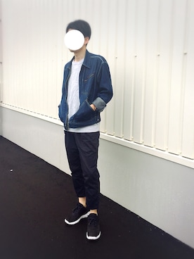「UNIQLOU」｜「アイテム（デニムジャケット）」を使った、TONKATSUさん（メンズ・172cm）の春コーディネート