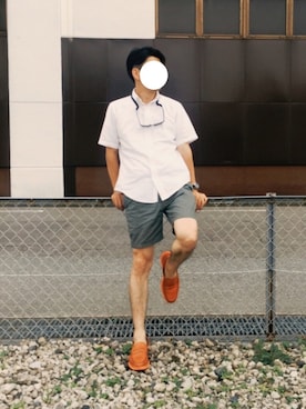 「COLE HAAN（コールハーン）のアイテム（スリッポン）」を使った、TONKATSUさん（メンズ・172cm）の夏コーディネート