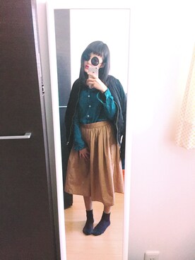 「WEGO（ウィゴー）のアイテム（メガネ、ブラック系）」を使った、なつこさん（レディース・152cm）の春コーディネート