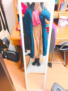 「WEGO（ウィゴー）のアイテム（ジャケット/アウター、ブルー系）」を使った、なつこさん（レディース・152cm）の春コーディネート