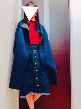 「OLIVE des OLIVE（オリーブデオリーブ）のアイテム（デニムスカート、ブルー系）」を使った、なつこさん（レディース・152cm）の春コーディネート