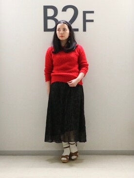 「ADAM ET ROPE'（アダムエロペ）のレオパードプリーツスカート（スカート）」を使った、sayuri maedaさん（レディース・150cm）の冬コーディネート