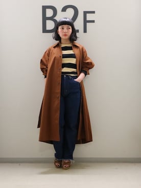 「ADAM ET ROPE'（アダムエロペ）のアイテム（ステンカラーコート）」を使った、sayuri maedaさん（レディース・150cm）の春コーディネート