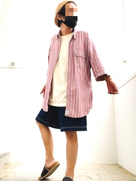 「EDWIN（エドウィン）のアイテム（サンダル）」を使った、tamtamrompさん（メンズ・170cm）の夏コーディネート