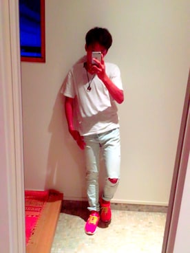 「NIKE（ナイキ）のアイテム（シューズ、レッド系）」を使った、racknさん（メンズ）の夏コーディネート