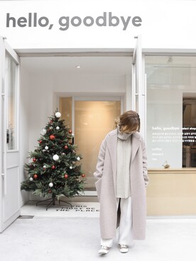 「select MOCA（セレクトモカ）のリンキングオーバーサイズタートルニット（ニット/セーター）」を使った、やんさん（レディース・155cm）の冬コーディネート