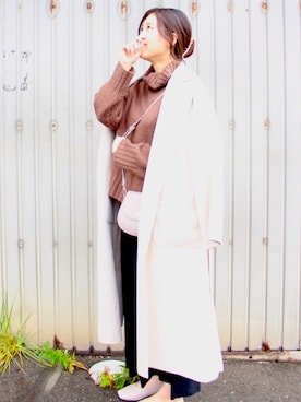 「rps（アールピーエス）のアイテム（チェスターコート）」を使った、ゆーかさん（レディース・165cm）の冬コーディネート