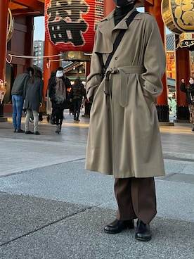 「THE RERACS（ザ・リラクス）のアイテム（トレンチコート）」を使った、たかさん（メンズ・175cm）の春コーディネート