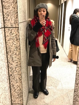 「FRED PERRY（フレッドペリー）のアイテム（モッズコート）」を使った、agnesさん（レディース・168cm）の秋コーディネート