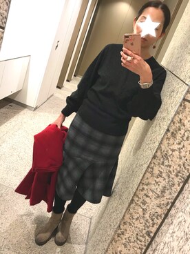 「ラメニット」｜「アイテム（ダッフルコート）」を使った、agnesさん（レディース・168cm）の冬コーディネート