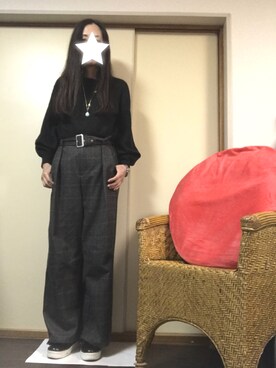 「ラメニット」｜「アイテム（スリッポン）」を使った、agnesさん（レディース・168cm）の春コーディネート
