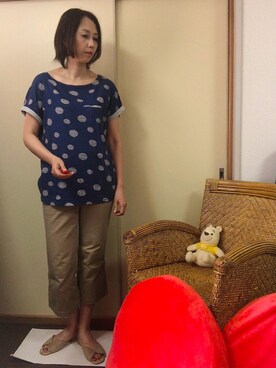 「B.L.U.E（ビーエルユーイー）のアイテム（トップス）」を使った、agnesさん（レディース・168cm）の夏コーディネート