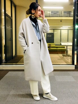 「Whim Gazette（ウィムガゼット）のアイテム（ジャケット/アウター）」を使った、Emi&Sachiさん（レディース・168cm）の冬コーディネート