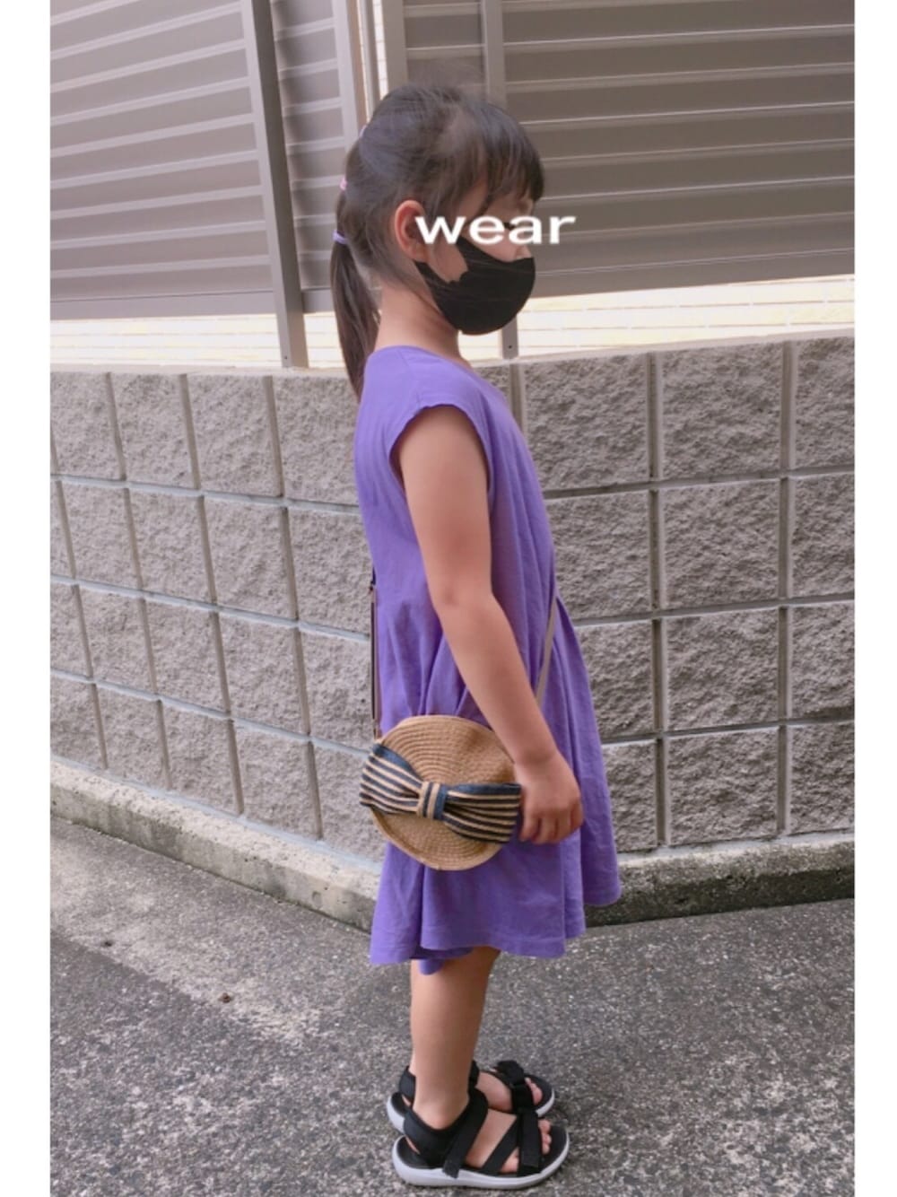 「女の子コーデ、GLOBAL WORK、BREEZE」｜「GLOBAL WORKの【キッズ】カラーフレアカットワンピース/ノースリーブ/840043（ワンピース、パープル系）」を使った、®︎etasさん（キッズ・120cm）の夏コーディネートの1枚目の写真