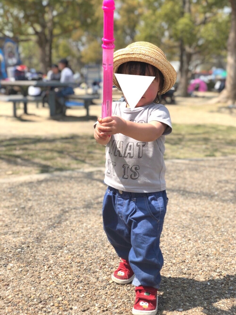 「お花見、お花見コーデ、男の子コーデ、GLOBAL WORK」｜「おねぇちゃんののアイテム（帽子、ベージュ系）」を使った、®︎etasさん（キッズ・80cm）の春コーディネートの1枚目の写真
