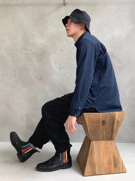 「Hender Scheme（エンダースキーマ）のアイテム（ブーツ）」を使った、しもむー。さん（メンズ・181cm）の春コーディネート