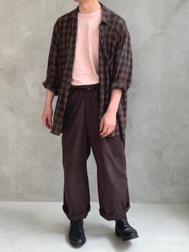 「Hender Scheme（エンダースキーマ）のアイテム（ブーツ）」を使った、しもむー。さん（メンズ・181cm）の春コーディネート
