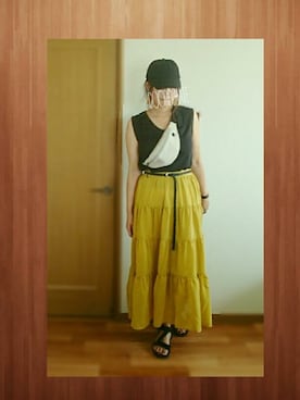 「Honeys（ハニーズ）のアイテム（ボディバッグ/ウエストポーチ）」を使った、OKURAさん（レディース・173cm）の夏コーディネート