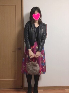 「アイテム（ライダースジャケット）」を使った、OKURAさん（レディース・173cm・40代）の秋コーディネート