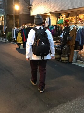 「Gregory」｜「アイテム（ニットキャップ/ビーニー）」を使った、sunさん（レディース・157cm）の秋コーディネート