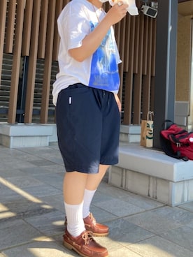 「アイテム（モカシン/デッキシューズ、ブラウン系）」を使った、sunさん（メンズ・157cm）の春コーディネート
