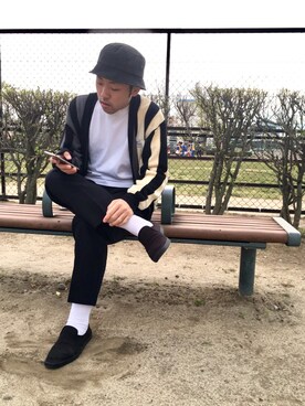 「アイテム（スリッポン）」を使った、のんさん（メンズ・168cm・20代）の春コーディネート